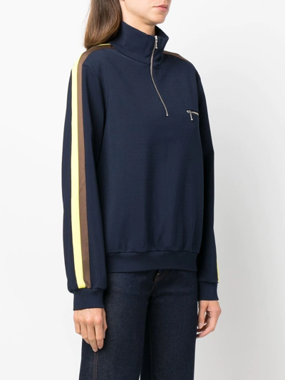 Tory Burch Sweatshirt With Front Zipper In Blue
