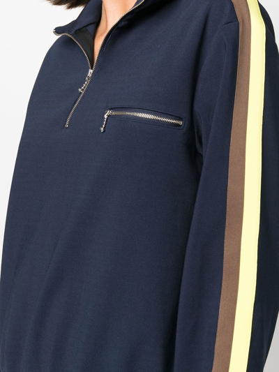 Tory Burch Sweatshirt With Front Zipper In Blue