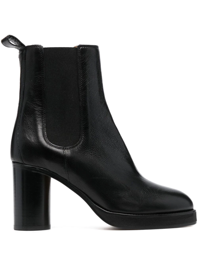 Isabel Marant Black Black Lalix Leather Ankle Boots In Schwarz