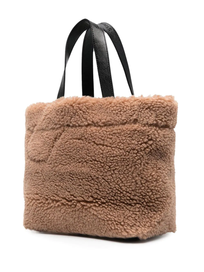 Shop Stand Studio Faux-shearling Design Tote Bag In Nude