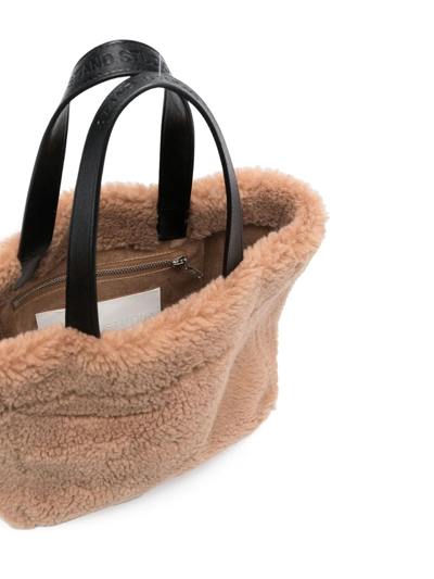 Shop Stand Studio Faux-shearling Design Tote Bag In Nude