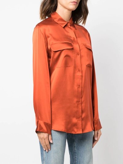 Shop Equipment Silk Long-sleeve Shirt In Orange