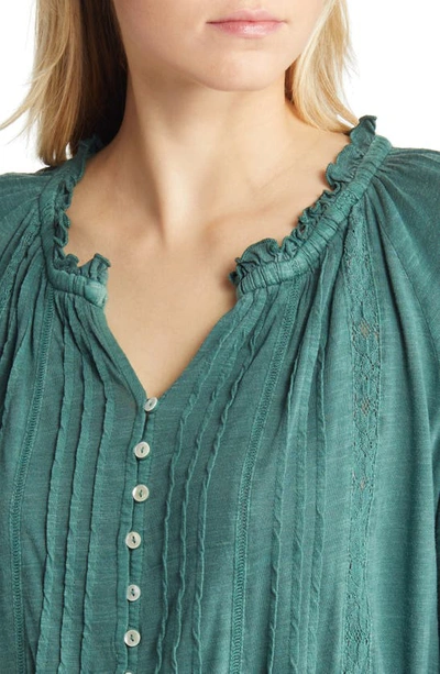 Shop Lucky Brand Embroidered Peasant Blouse In Pacific