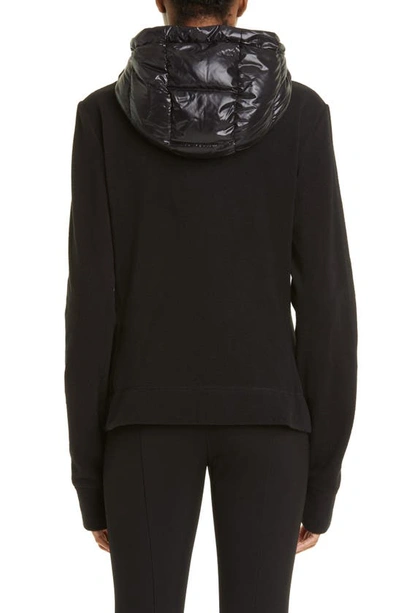 Shop Moncler Quilted Down & Fleece Hooded Cardigan In Black