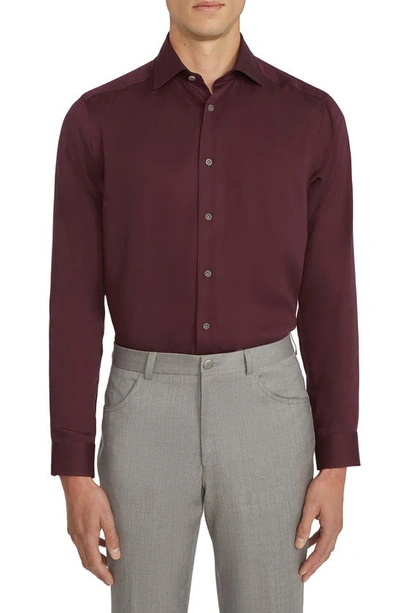 Shop Jack Victor Chambray Button-up Shirt In Plum