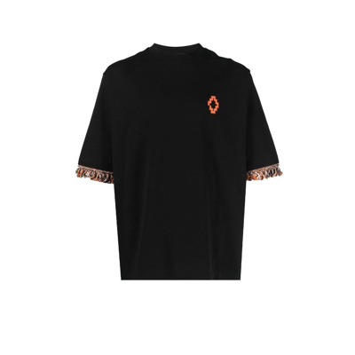Shop Marcelo Burlon County Of Milan Black Fringe Detail Cotton T-shirt