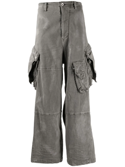 Distressed Baggy Pocket Wide-leg Jeans In Grau