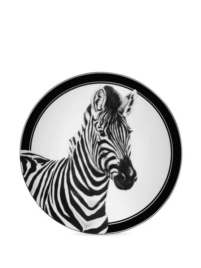 Dolce & Gabbana Zebra-print Bread Plates (set Of 2) In Schwarz