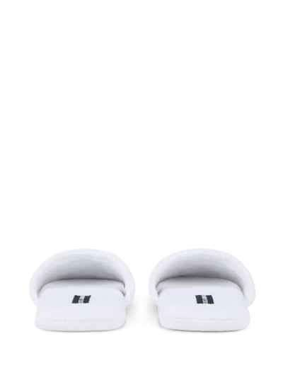 Dolce & Gabbana Barocco-print Terry-cloth Slippers In Weiss
