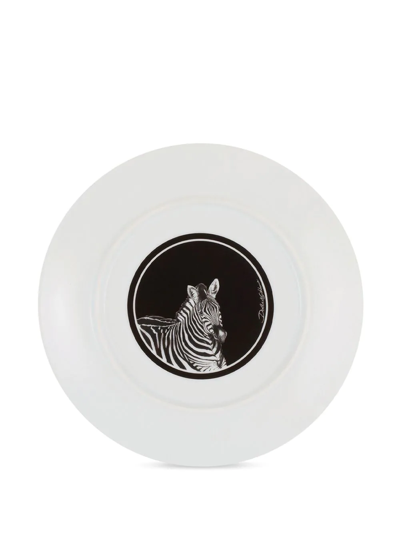 Shop Dolce & Gabbana Zebra-print Bread Plates (set Of 2) In Schwarz