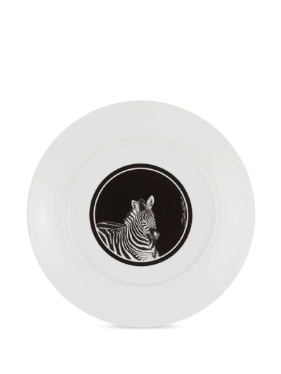 Dolce & Gabbana Zebra-print Bread Plates (set Of 2) In Schwarz