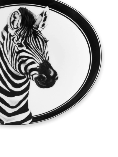 Shop Dolce & Gabbana Zebra-print Bread Plates (set Of 2) In Schwarz