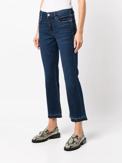 Shop Frame High-rise Flared Jeans In Blue