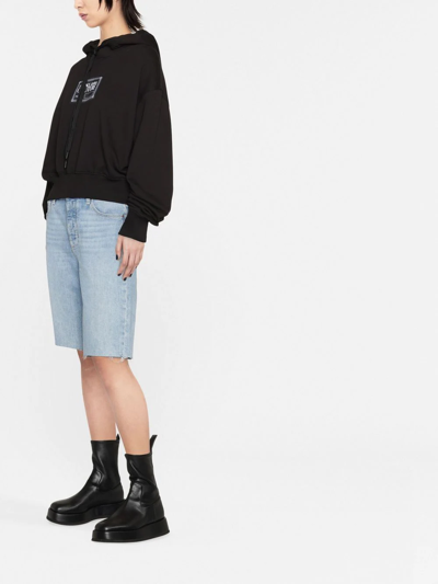 Versace Jeans Couture Logo-print Drawstring Hoodie In Black