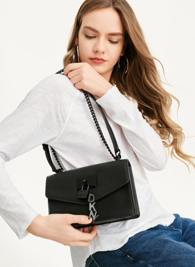 DKNY Elissa Pebbled-leather Shoulder Bag in Black