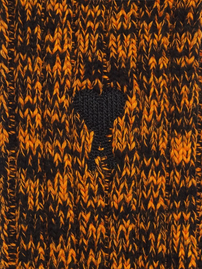 Shop Ami Alexandre Mattiussi Ami De Coeur Marl-knit Socks In Orange