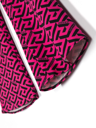 Versace Greta-print Flared Trousers In Pink