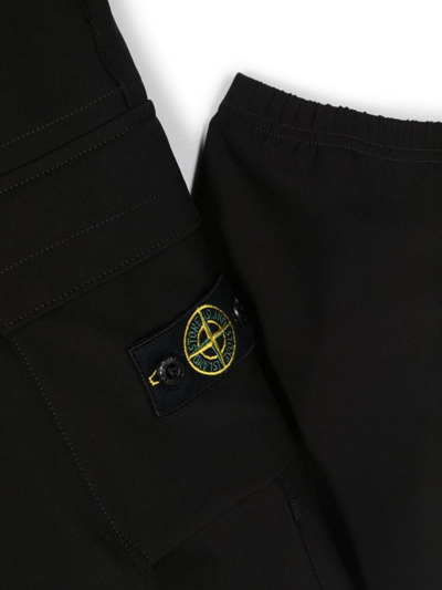 Shop Stone Island Junior Teen Logo-patch Cargo Trousers In Black