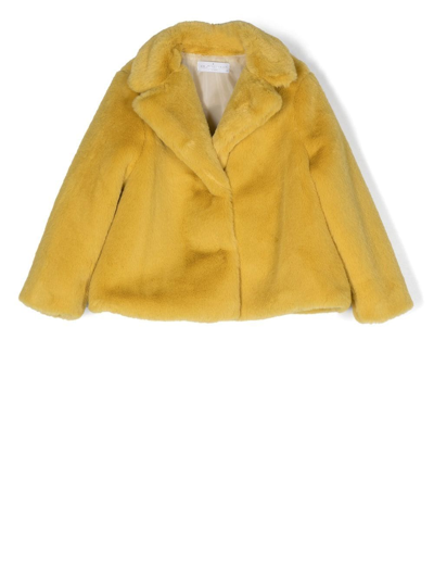 Shop Colorichiari Faux-fur Long-sleeve Jacket In 黄色