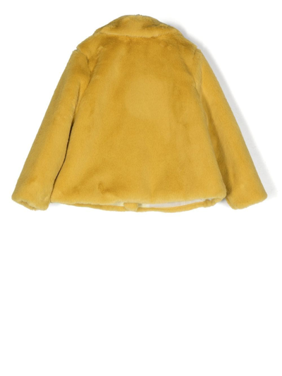 Shop Colorichiari Faux-fur Long-sleeve Jacket In 黄色