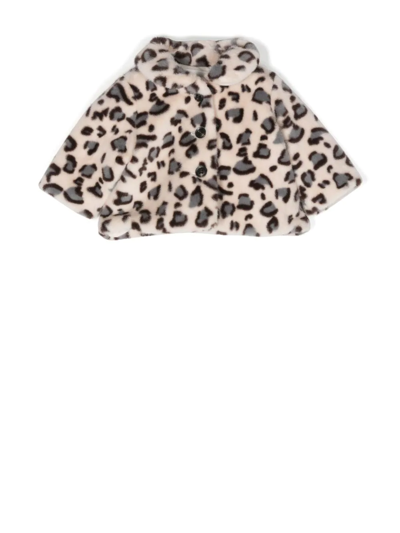 Shop Bonpoint Faux-fur Leopard-print Jacket In 中性色