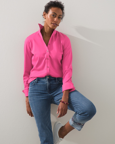 Shop Chico's No Iron™ Stretch Shirt In Carmine Rose