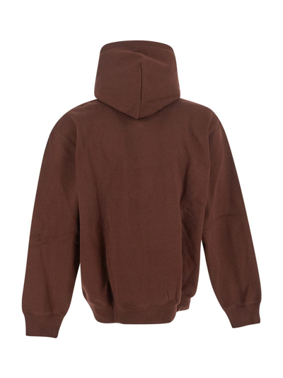 Shop Carhartt Embroidered Hoodie In Brown