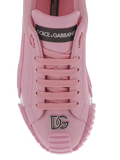 Shop Dolce & Gabbana Calfskin Ns1 Sneakers With Dg Logo In Pink