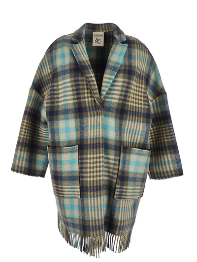 Shop Semicouture Tartan Wool Coat In Multicolor