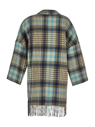 Shop Semicouture Tartan Wool Coat In Multicolor