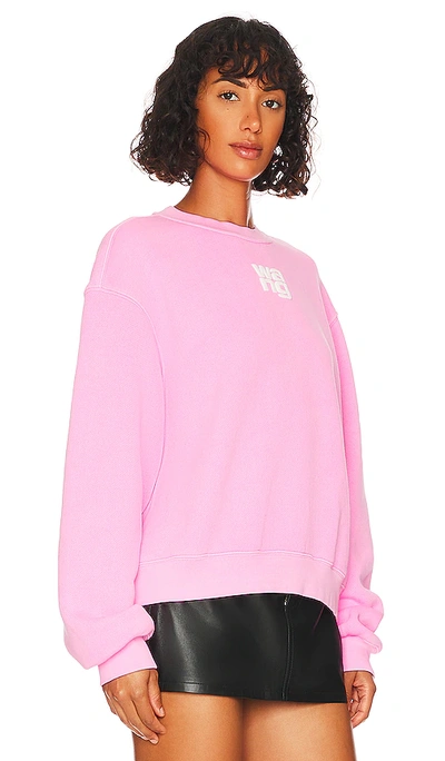 Shop Alexander Wang T Puff Paint Logo Sweatshirt In Pink Glo
