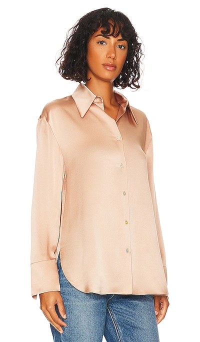 Bias Cut Silk Long-sleeved Blouse In Pink