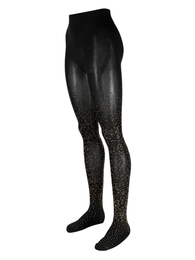 Shop Wolford Crystal-embellished Matrix Tights In Black