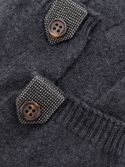Brunello Cucinelli Elbow Length Cashmere-knit Gloves In Grey