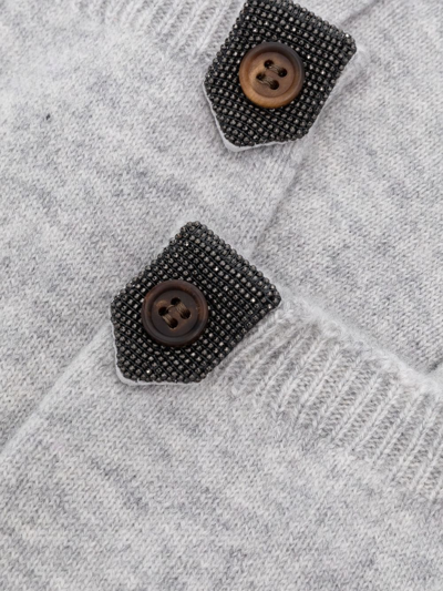 Brunello Cucinelli Button-detail Gloves In Grey
