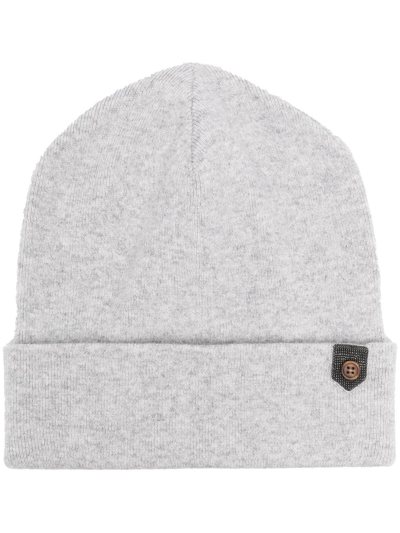 Brunello Cucinelli Button-detail Cashmere Beanie In Grey
