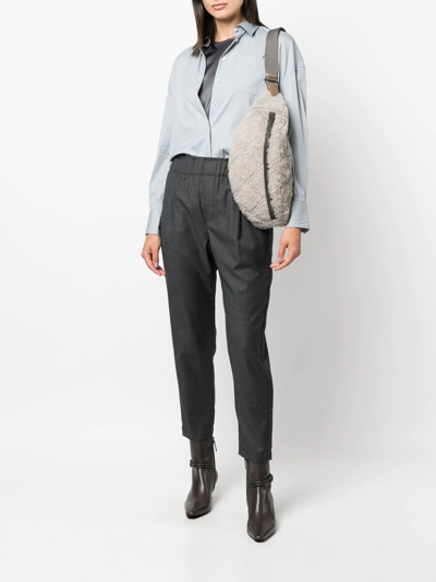 Brunello Cucinelli Quilted Faux-fur Belt Bag In Grey