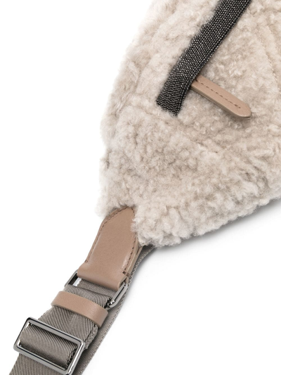 Brunello Cucinelli Quilted Faux-fur Belt Bag In Grey
