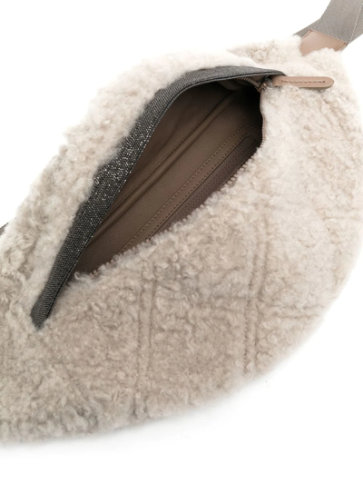 Brunello Cucinelli Quilted Faux-fur Belt Bag In Grey