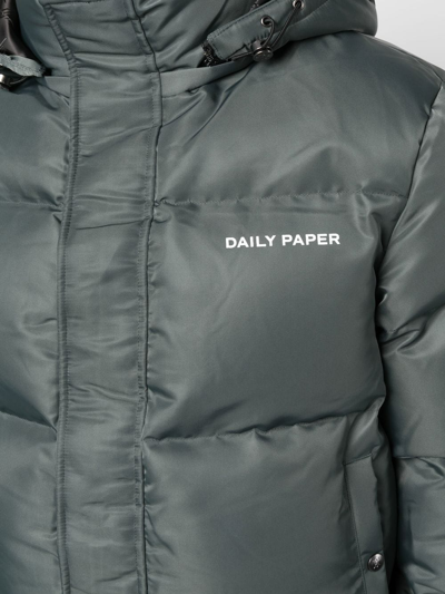 Shop Daily Paper Logo Padded Jacket In Green
