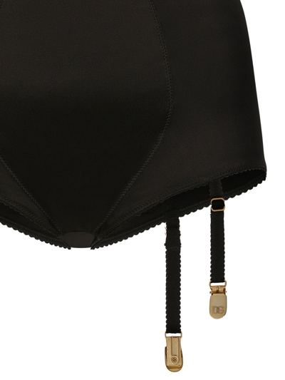 Shop Dolce & Gabbana Dg-logo High-waisted Satin Briefs In Black