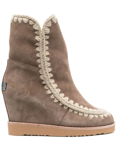 Mou Wedge Ankle Boots In Neutrals | ModeSens
