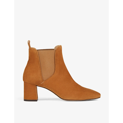 Shop Lk Bennett Womens Bro- Nutmeg Maddox Square-toe Block-heel Suede Chelsea Boots