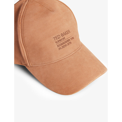 Shop Ted Baker Mens Natural Parsan Logo-embroidered Leather Cap