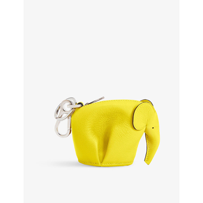 Shop Loewe Women's Yellow Elephant Leather Coin Purse Charm