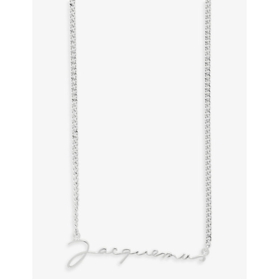 Shop Jacquemus Le Necklace Signature Brass Necklace In Silver