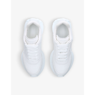 Shop Alexander Mcqueen Women's White Women's Runner Logo-embossed Leather Low-top Trainers