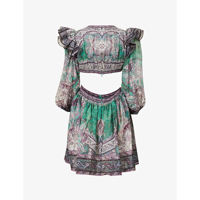 Shop Zimmermann Anneke Paisley-print Midi Dress In Teal Paisley