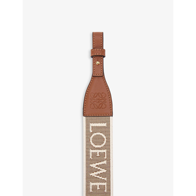 Loewe Womens Natural/tan Anagram Loop Cotton And Leather Bag Strap In Natural/tan