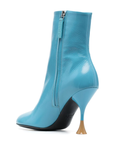 Shop 3juin 100mm Leather Ankle Boots In Blau